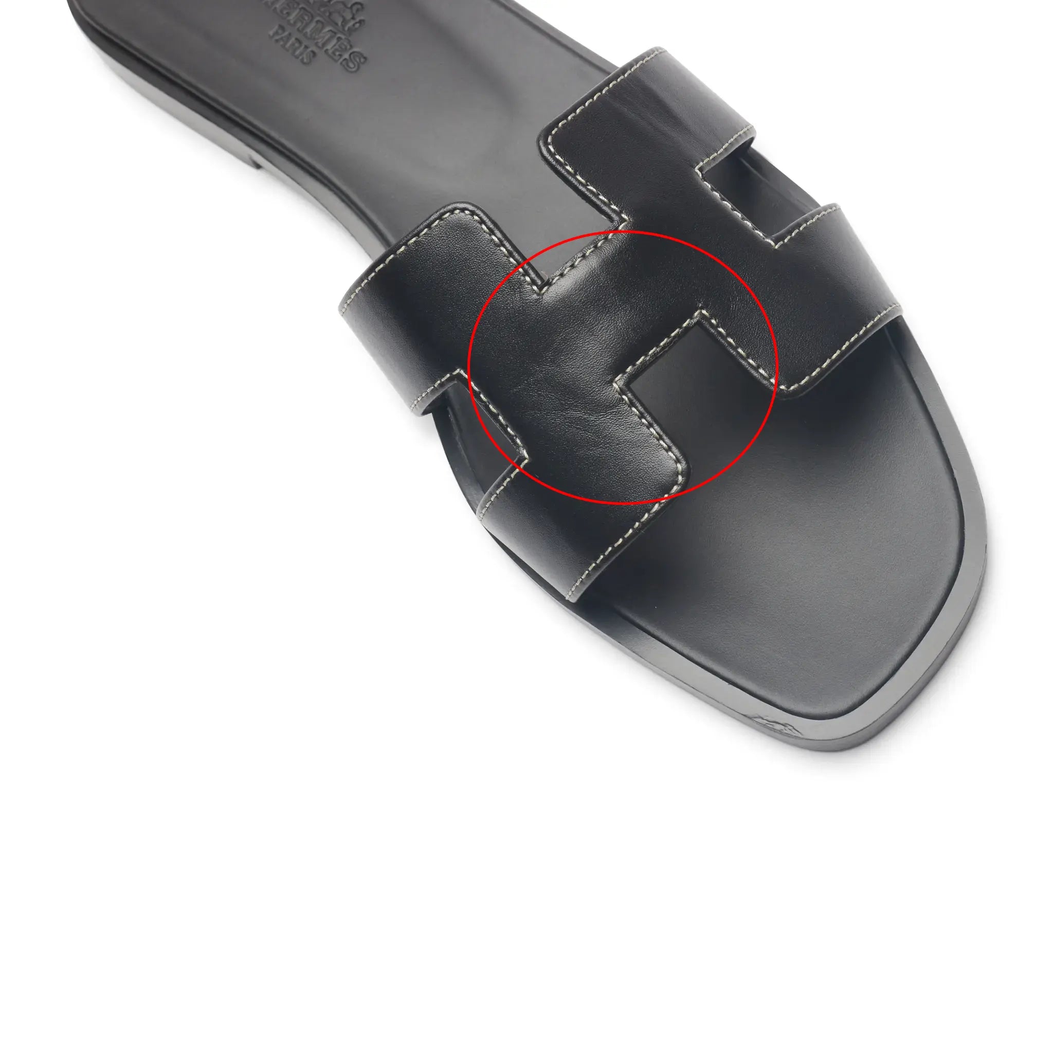 Detailed View of Preloved - Hermes Paris Oran Black Sandal H021056Z 01340